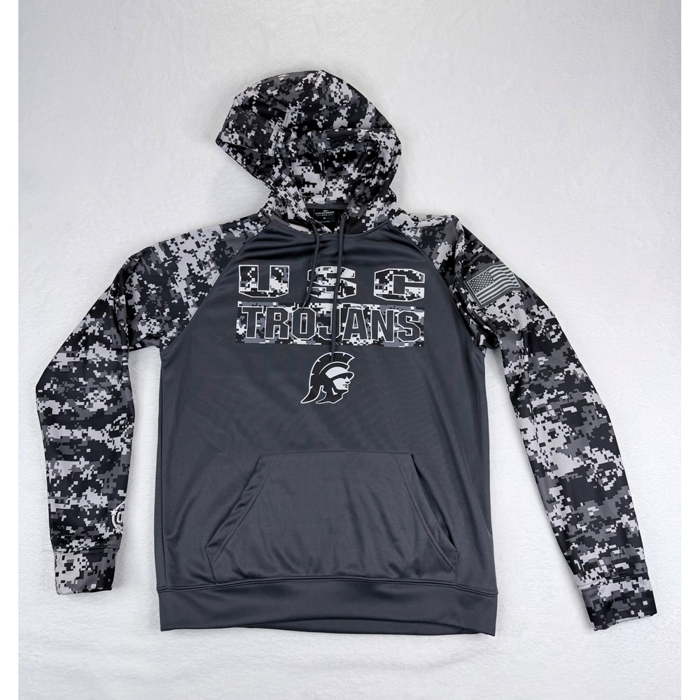 Colosseum‎ USC Trojans Mens Medium Digital Camo OHT Pullover Hoodie Grey - Picture 1 of 10
